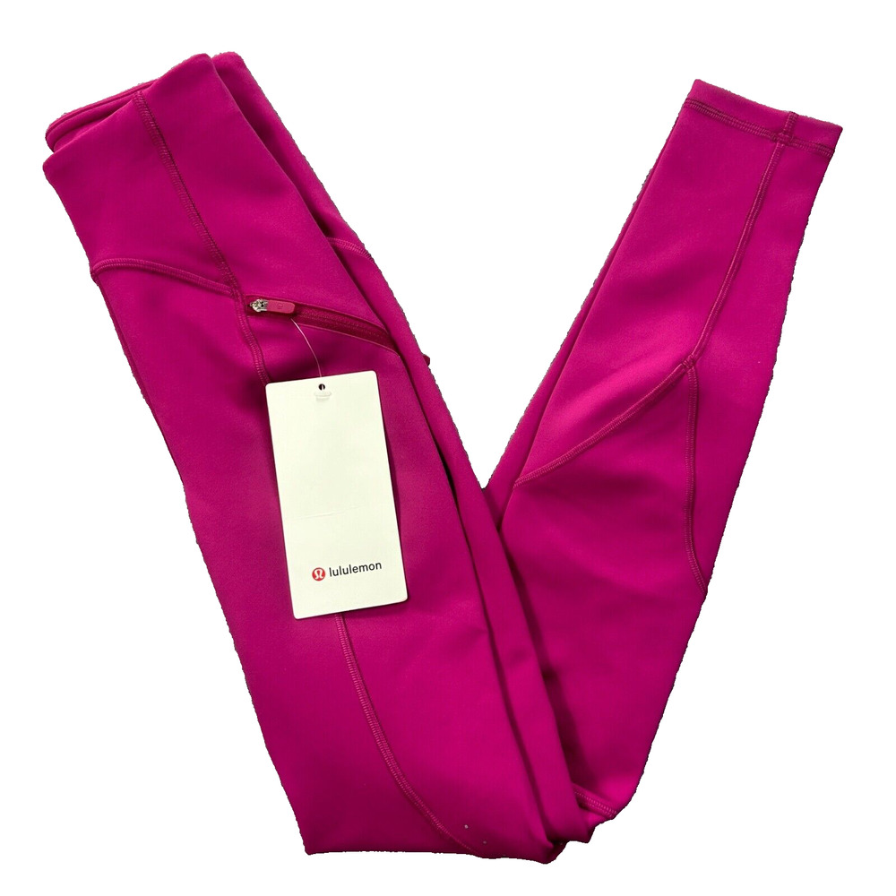New Lululemon Size 0 Rain Repellent HR 28" Run Tight WLDB Wild Berry Fuschia